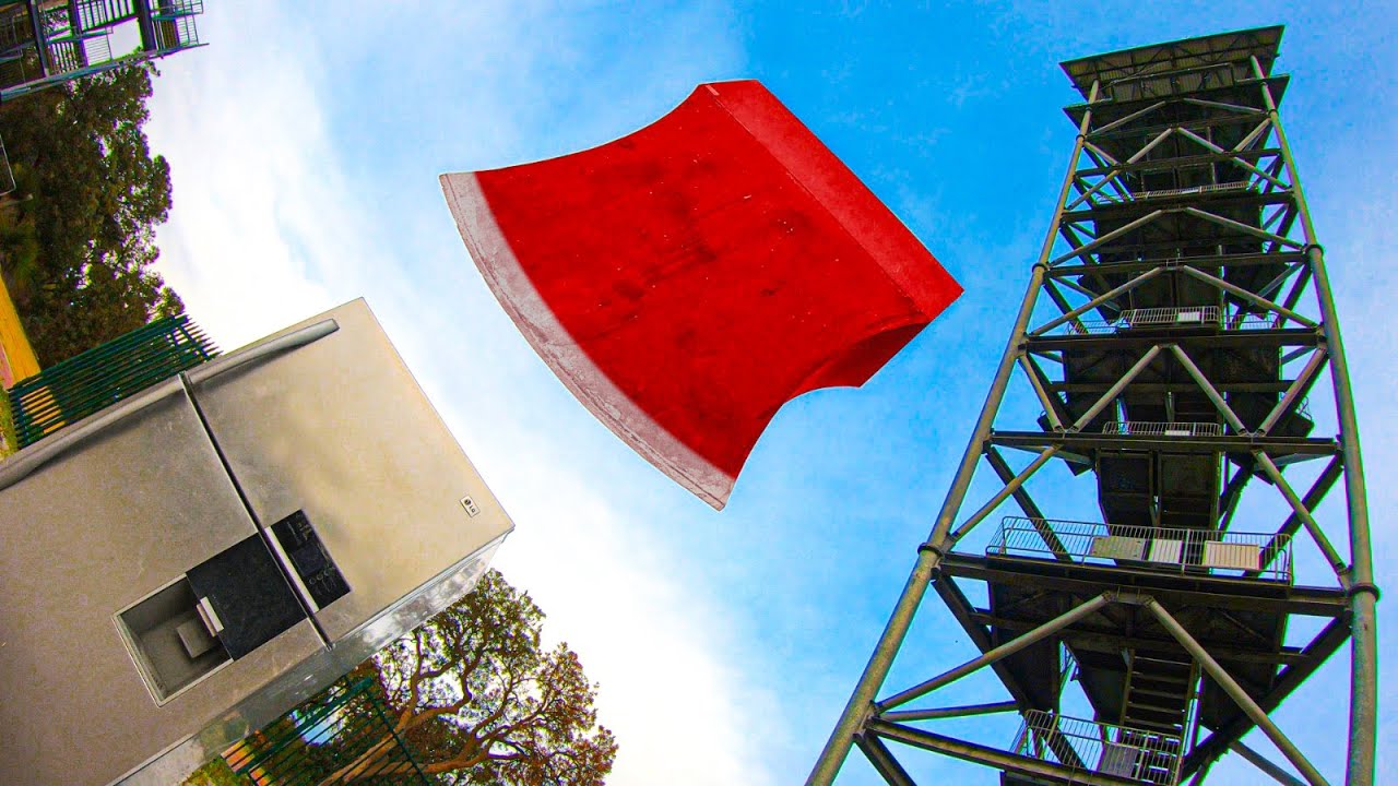 GIANT AXE BLADE Vs. FRIDGE from 45m Tower!