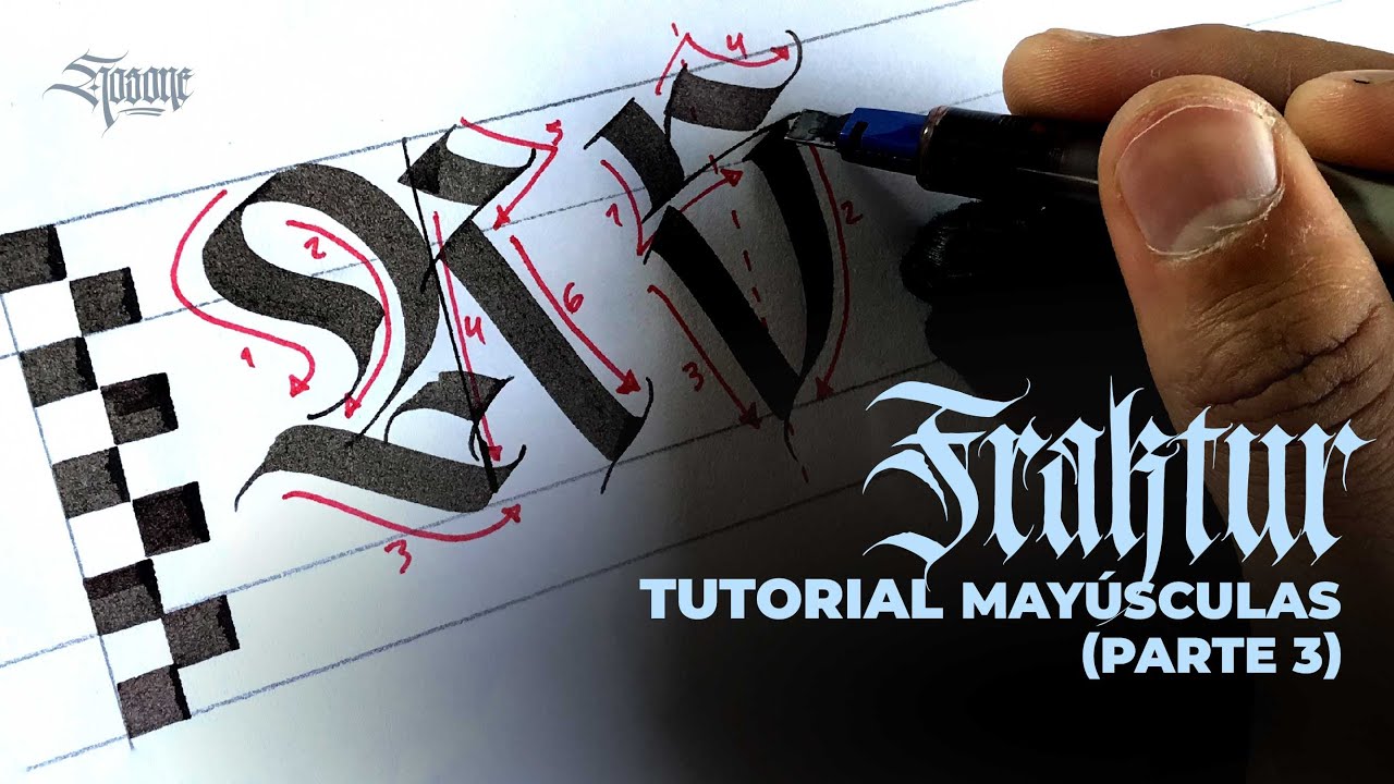Tutorial de caligrafía gótica Fraktur Mayúsculas (A-Z)🖋 | Parte 3