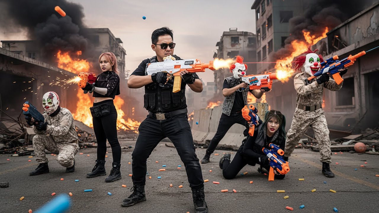 LTT Nerf Mod : SWAT TEAM Mission to Stop Crimson Mask Syndicate Nerf Guns Crime