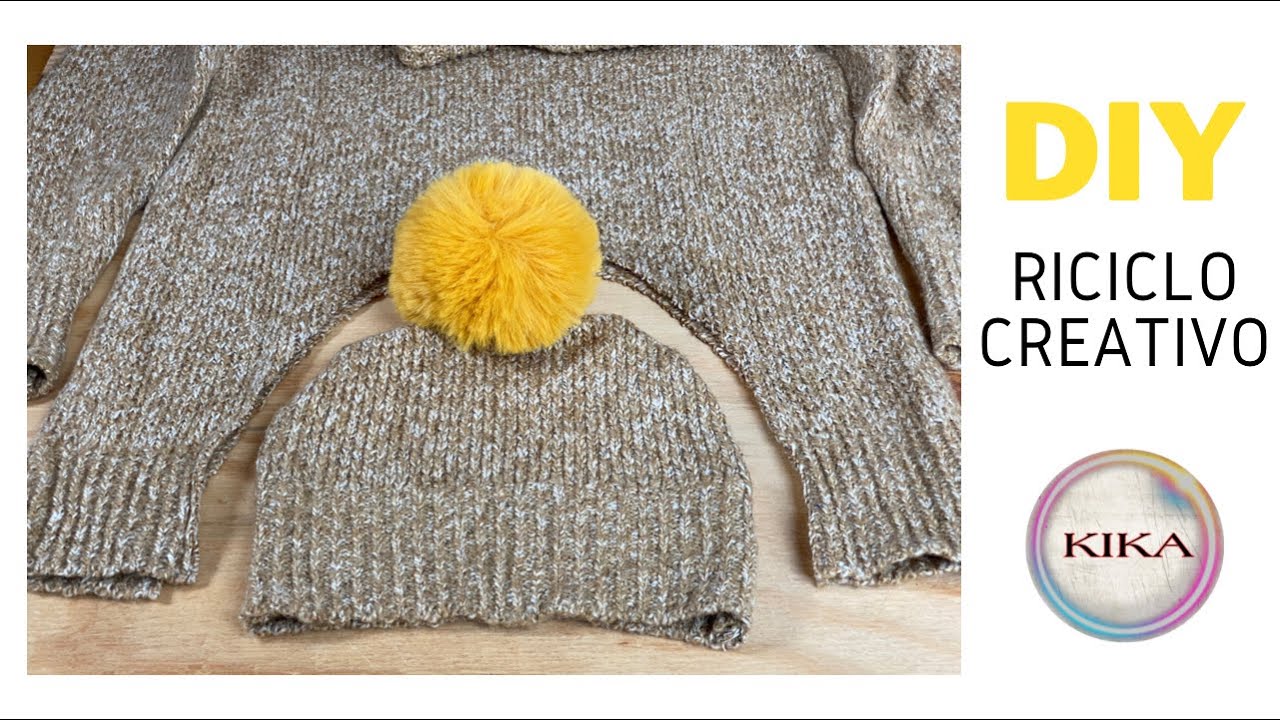 RICICLO MAGLIONI DI LANA | CAPPELLO DI LANA con PON PON fai da te DIY Tutorial Recycle wool sweater