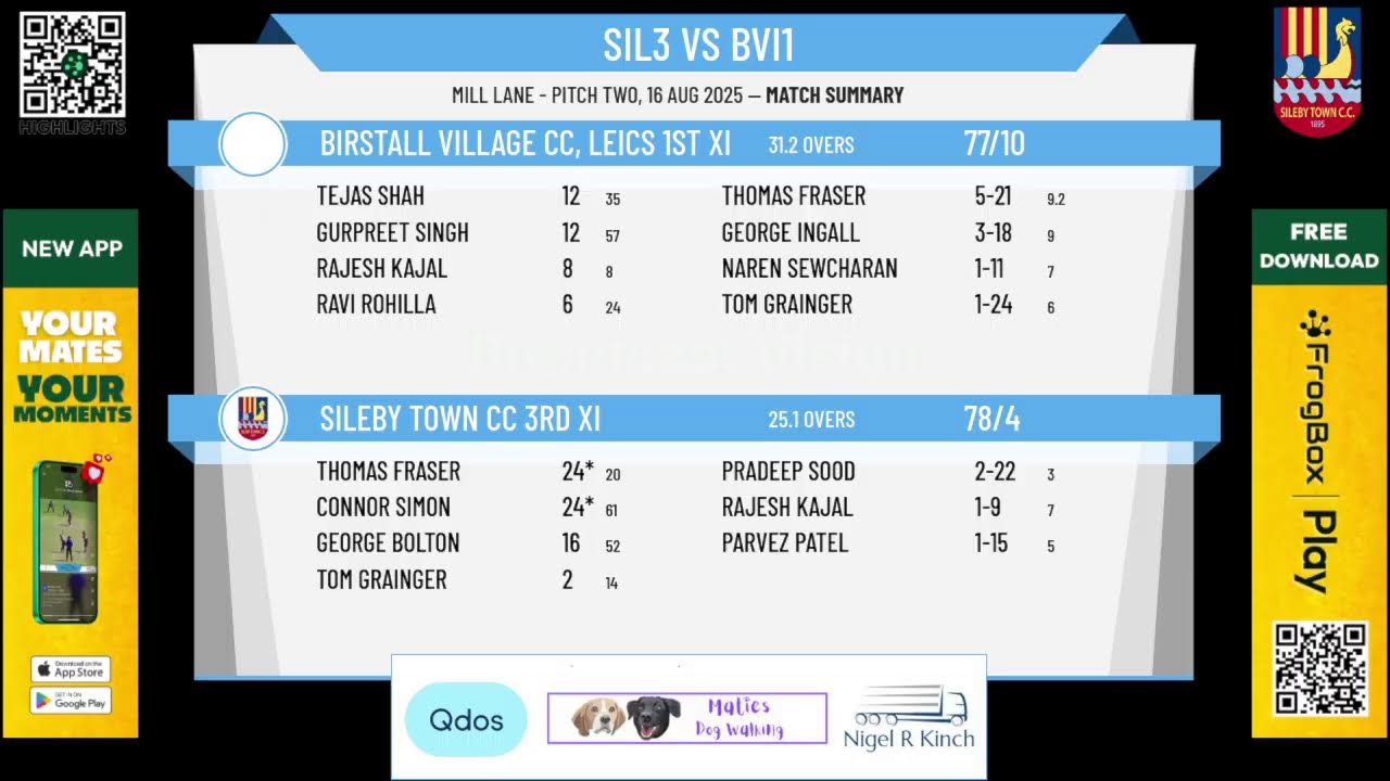 Sileby Town CC 3rd XI  v Birstall Village CC, Leics 1st XI