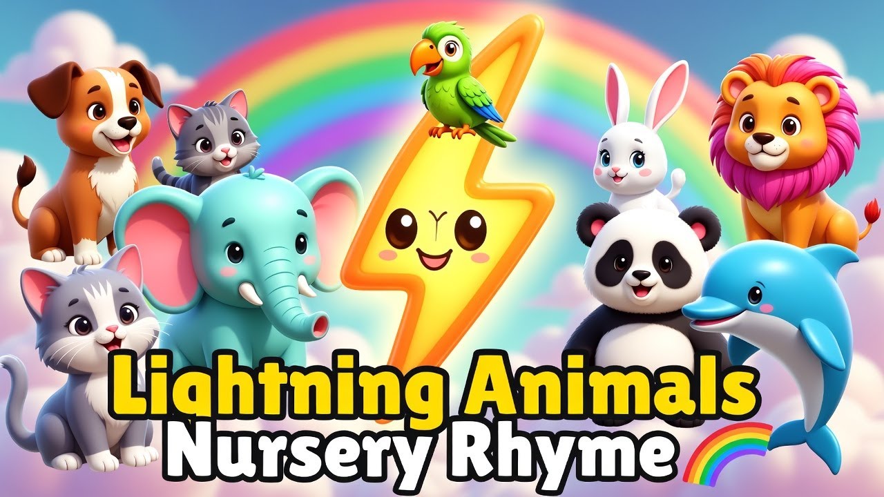 Lightning Animals Color Song | 3D Cute Cartoon Animals | Kids Nursery Rhyme | Colors Learning Song