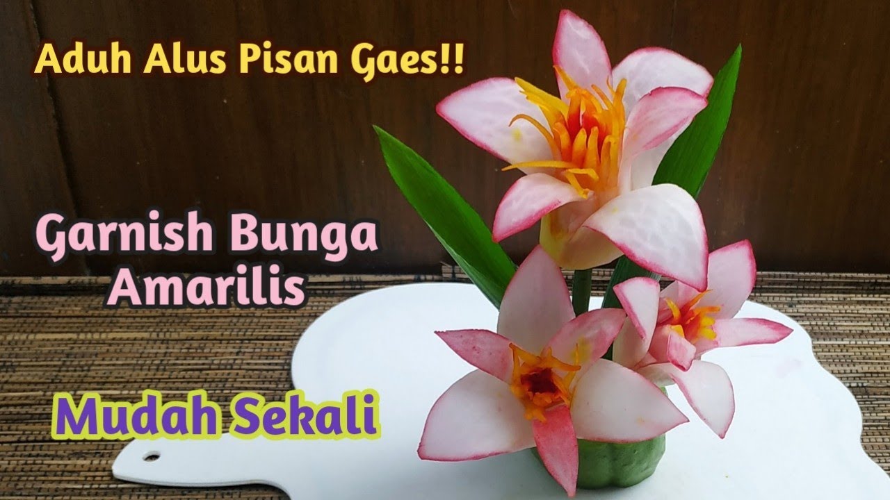 TIDAK ADA KUAS LUKIS,KUAS MAKE-UP PUN JADI, HIASAN TUMPENG DARI LOBAK BUNGA AMARILIS//RADISH GARNISH