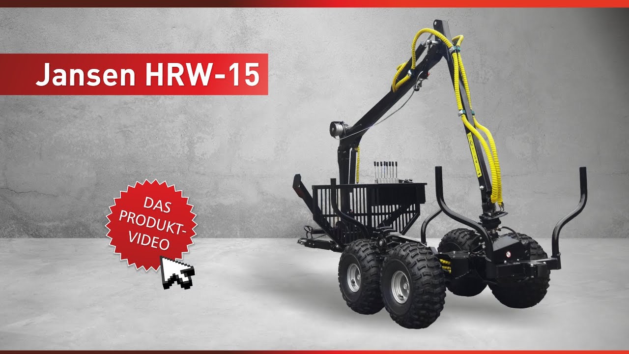 Holzrückewagen Jansen HRW-15, Holzanhänger mit Ladekran