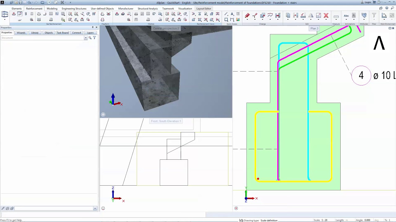 Allplan 2020 - Quickstart - Staircase and Foundation Reinforcement