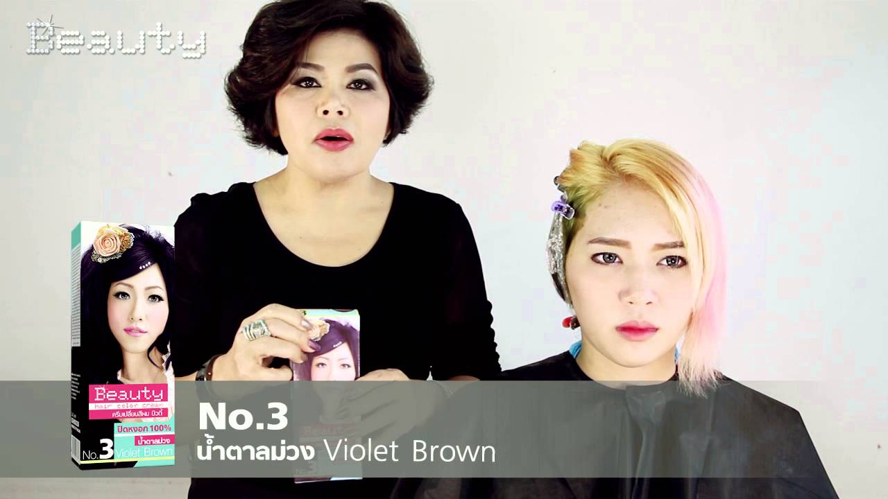 Elegance Hair Color Caring - ทำสีผม เทคนิคColor Mix น้ำตาลม่วงเทา เหลือบ Layer เขียว