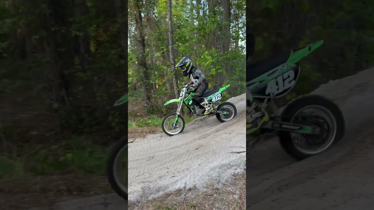 Day 2 on the KX65 - blasting sand berms and throwing roost!
