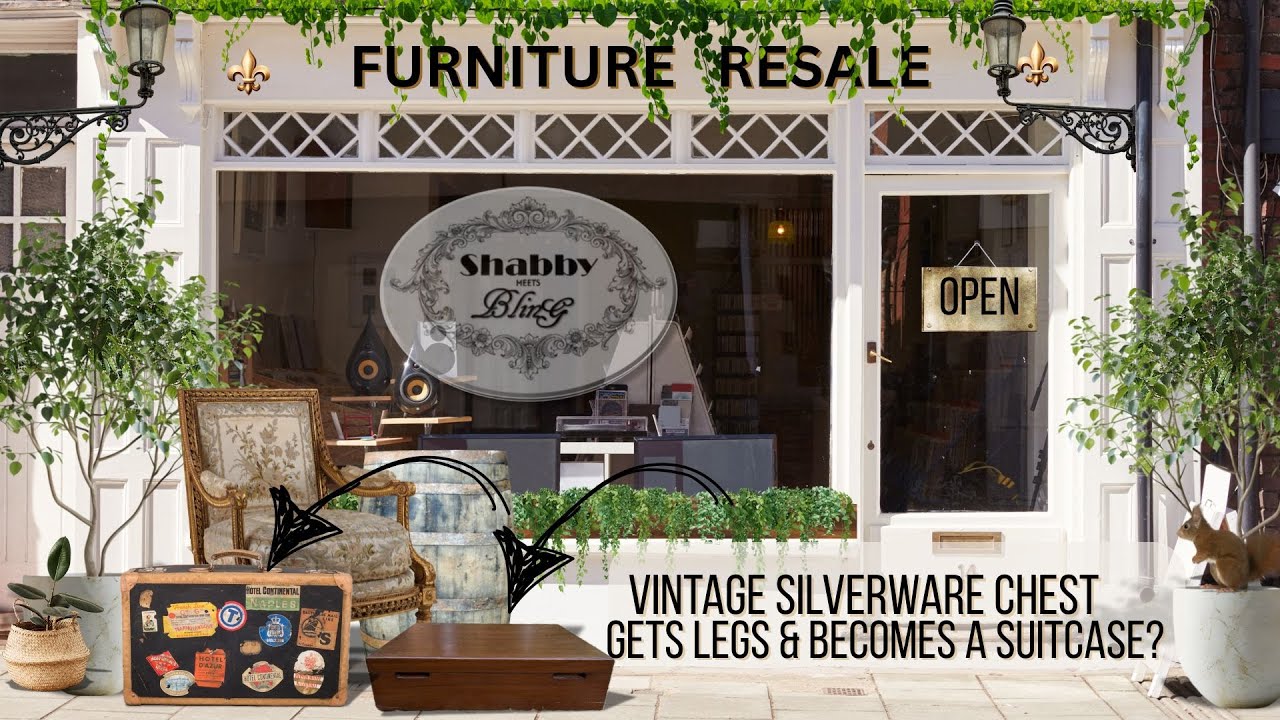Vintage Suitcase / Mid Century Mod Silverware Chest / DIY Travel Stickers Flippin' Furniture Friday