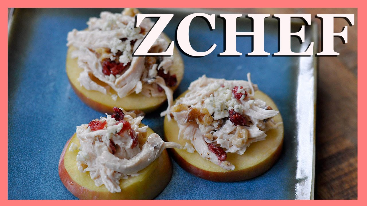 Chicken Salad on Apple Slices - Healthy Snack (FM)