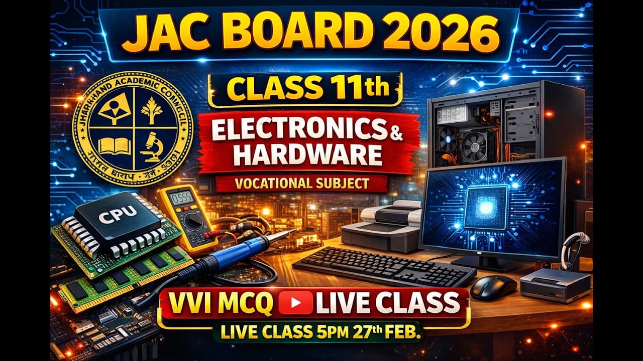 JAC Board 2026 Class 11th Electronics & Hardware 100% VVI MCQ | Concept Wise Most VVI Question