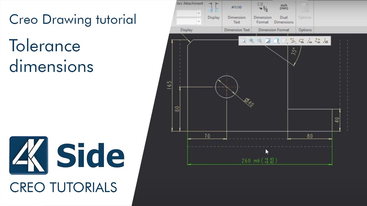 Creo Drawing tutorial: How to show Tolerance dimensions