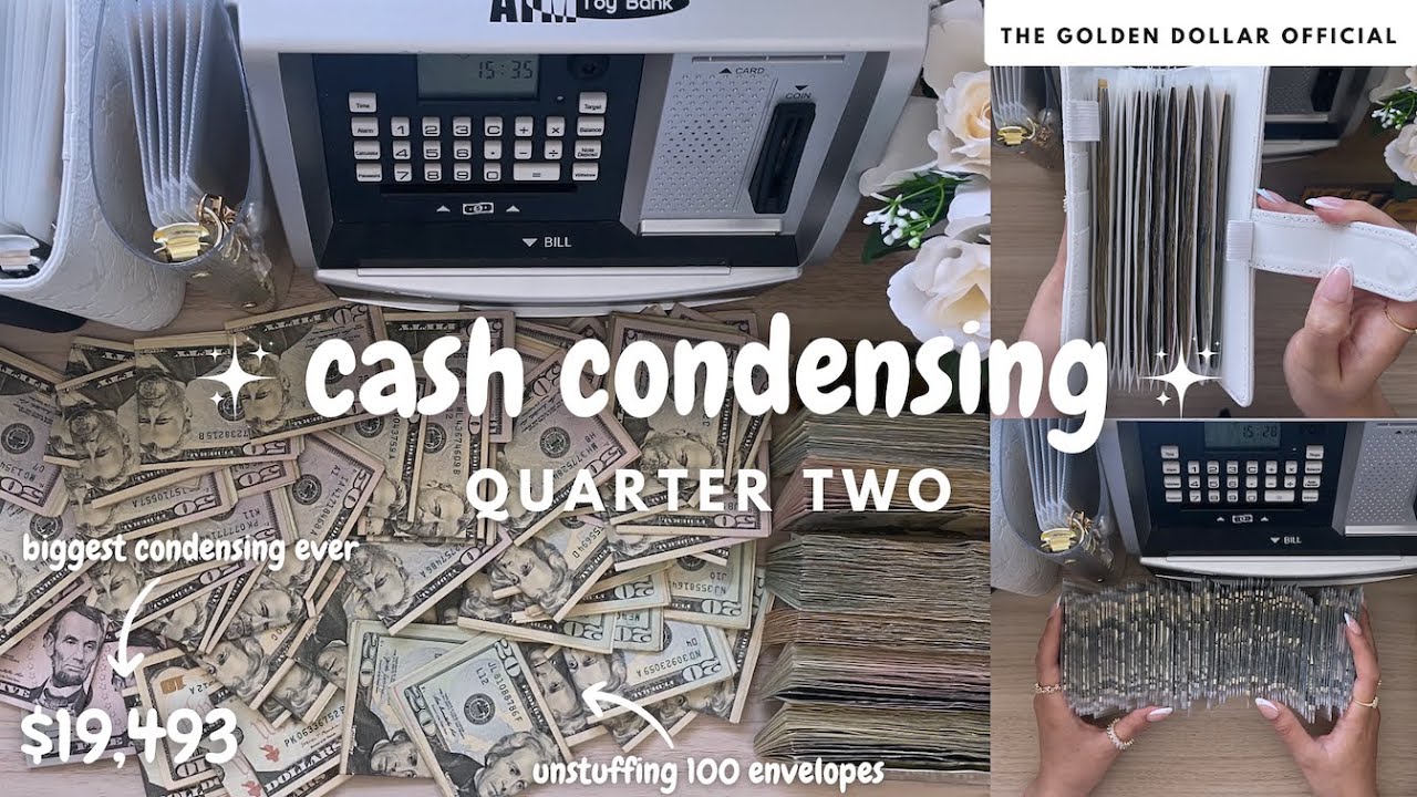 cash condensing | quarter two | unstuffing 100 envelope savings challenge 🫧✨