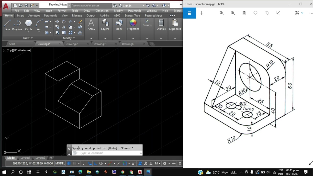 CURSO AUTOCAD  2D - Clase 2 , Dibujo Isometrico