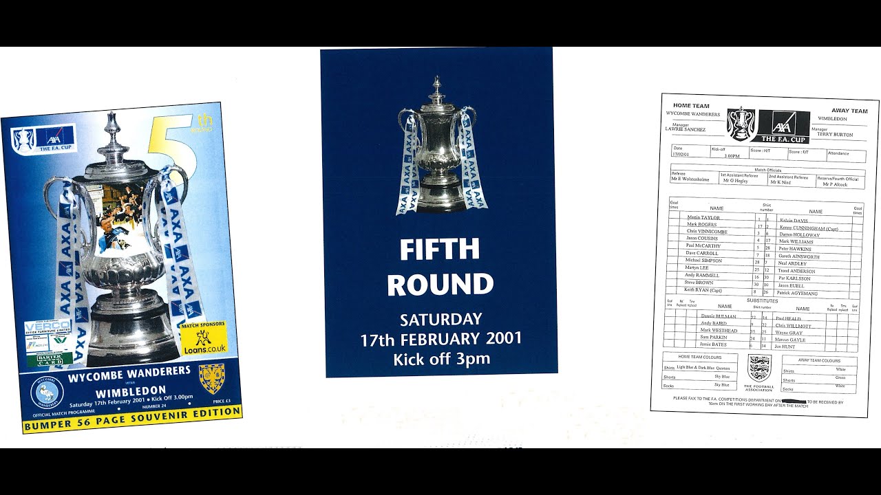 Wycombe Wanderers v Wimbledon - FA Cup 5th Round - 17th February 2001 - BBC Match of the Day