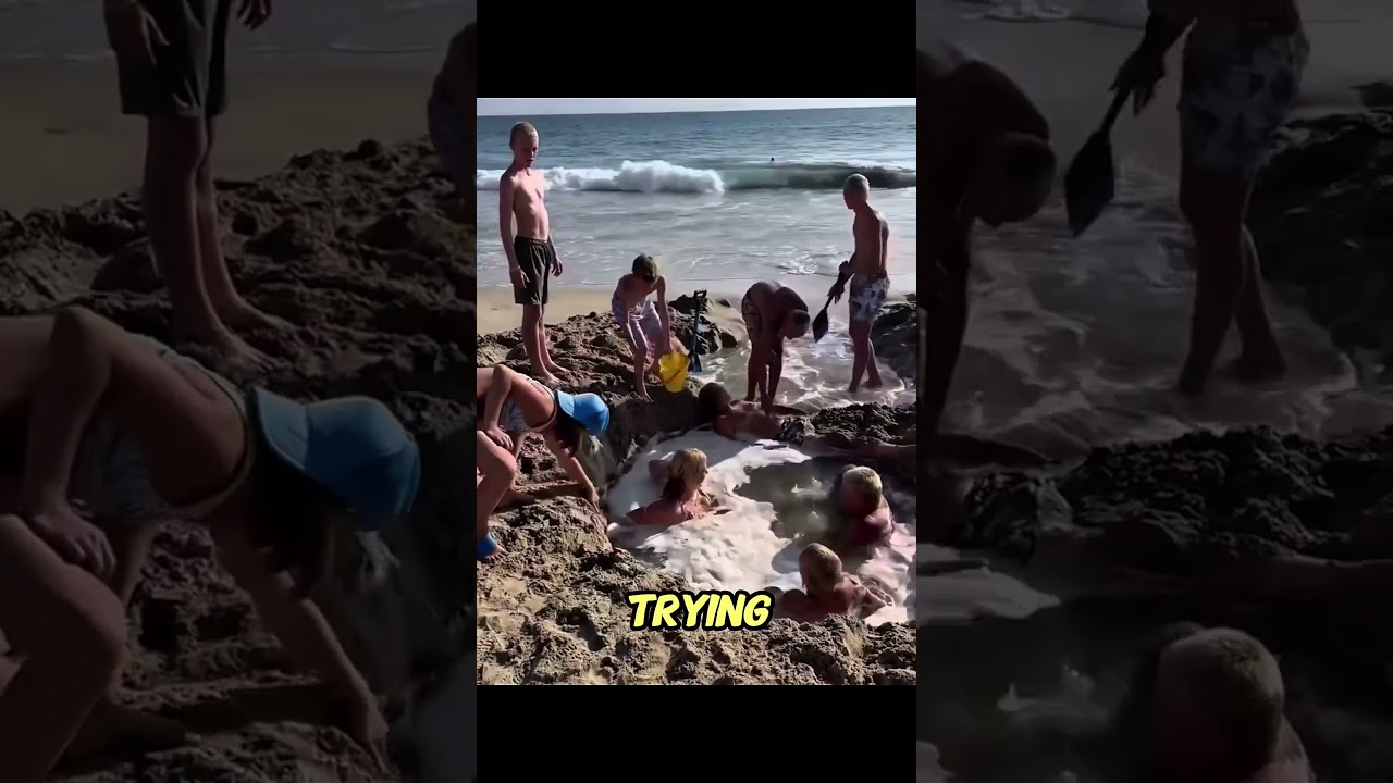 The boy got stuck in the sand and . #beach #sand #summer #children