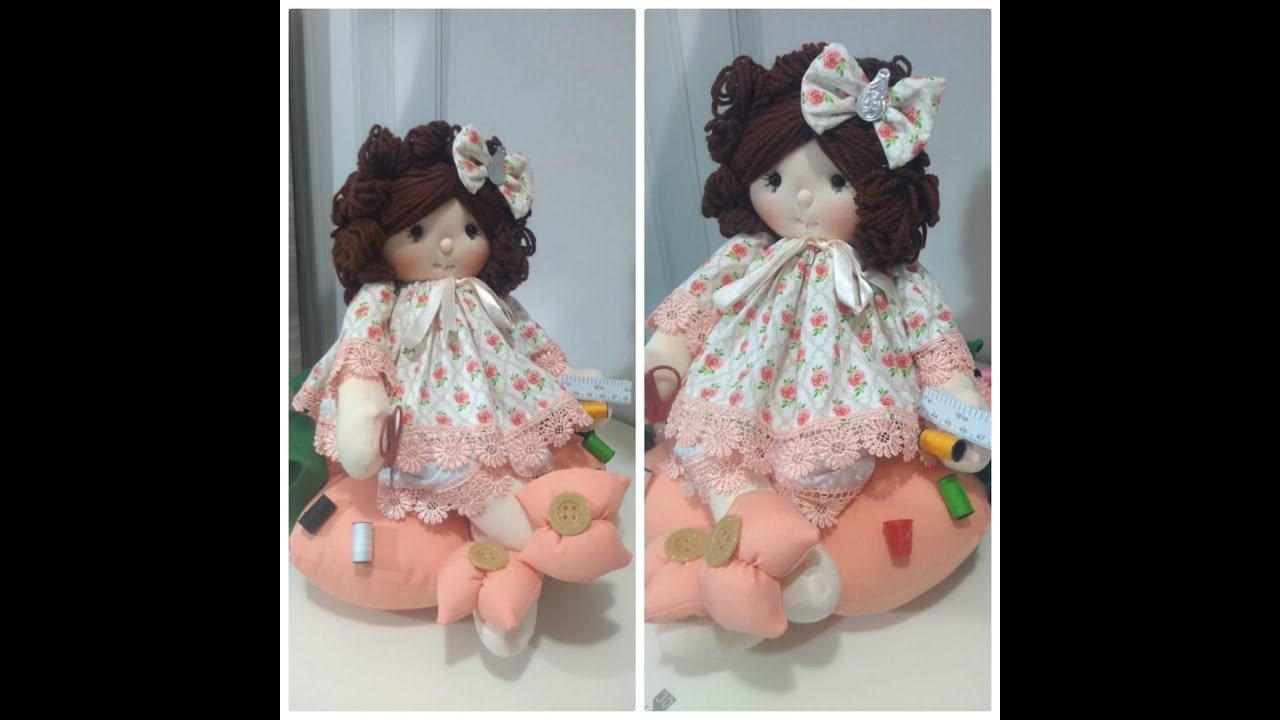 BONECA FLOR AGULHEIRO - ÓTIMA IDÉIA PARA PRESENTE - MOLDE GRÁTIS.