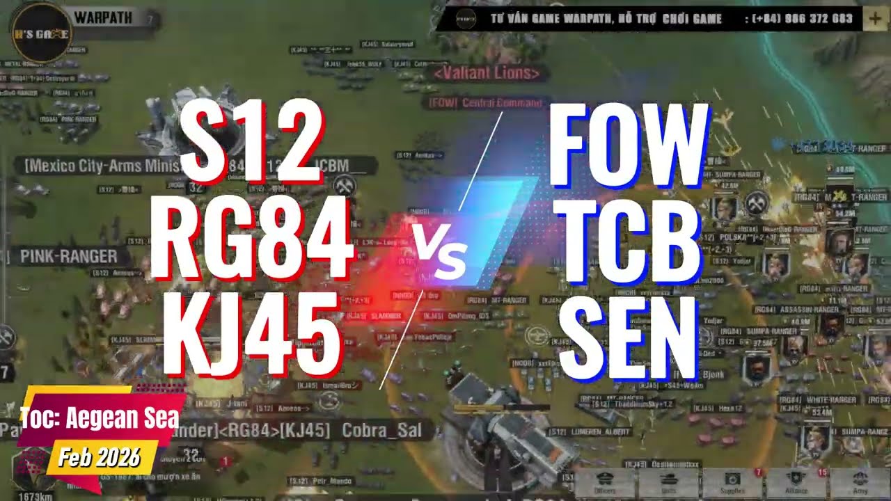 Trận Aegean Sea: FOW TCB SEN vs KJ45 RG84 S12 | Warpath: Aceshooter