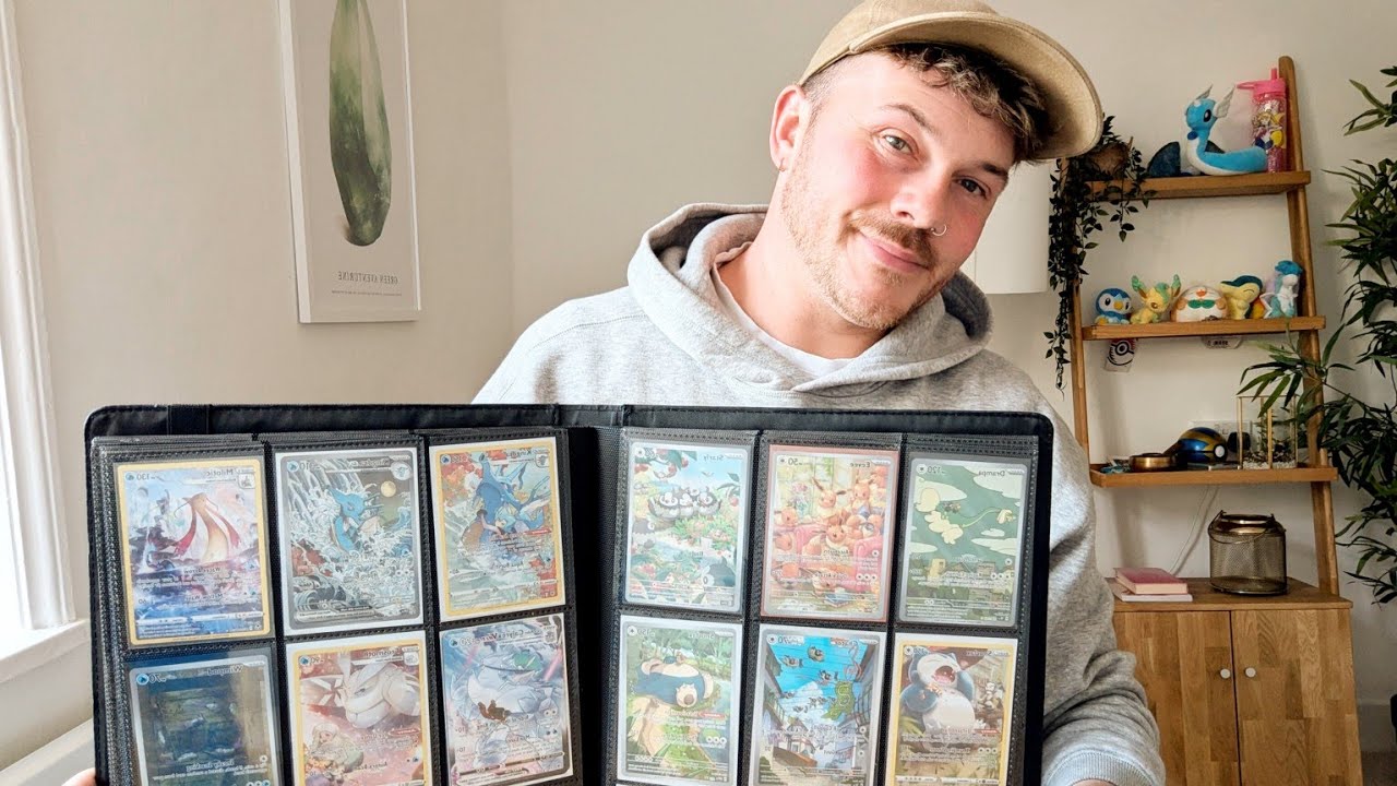 ASMR organise my Pokémon cards with me 💕🌛 ( male soft spoken , tapping , page flipping )
