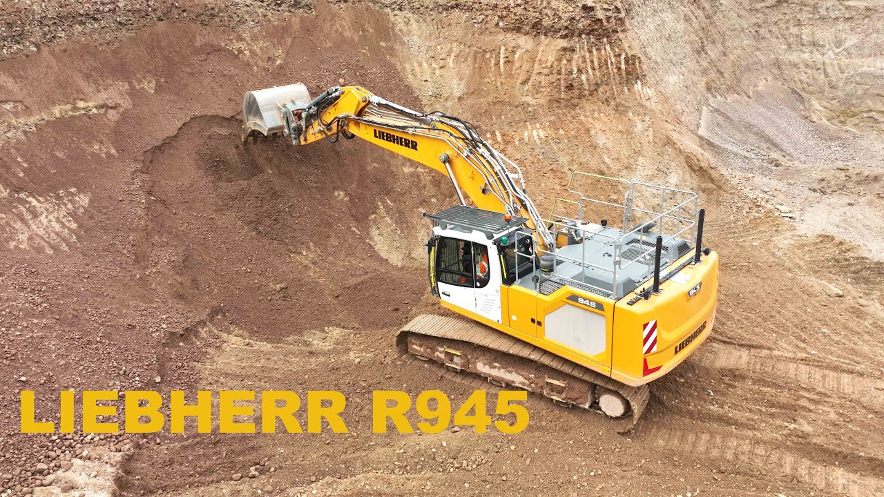 Liebherr R945 excavator in a quarry
