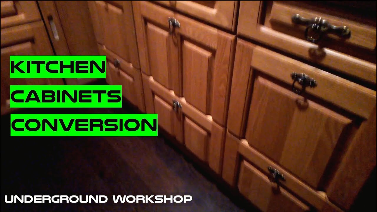 converting old kitchen cabinets into drawers