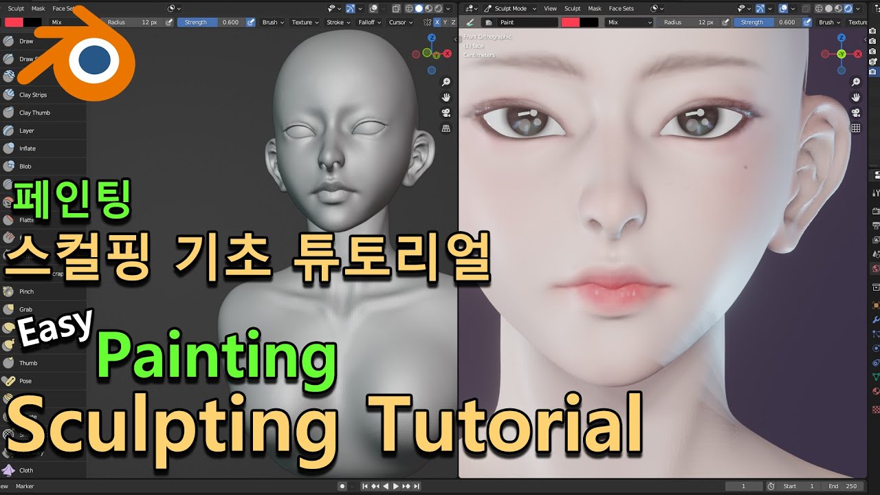 [Blender Tutorial] Sculpting, sculpt Paint/ 스컬핑 하고 스컬트 페인트로 쉽게 색칠하기 [블렌더 강의]
