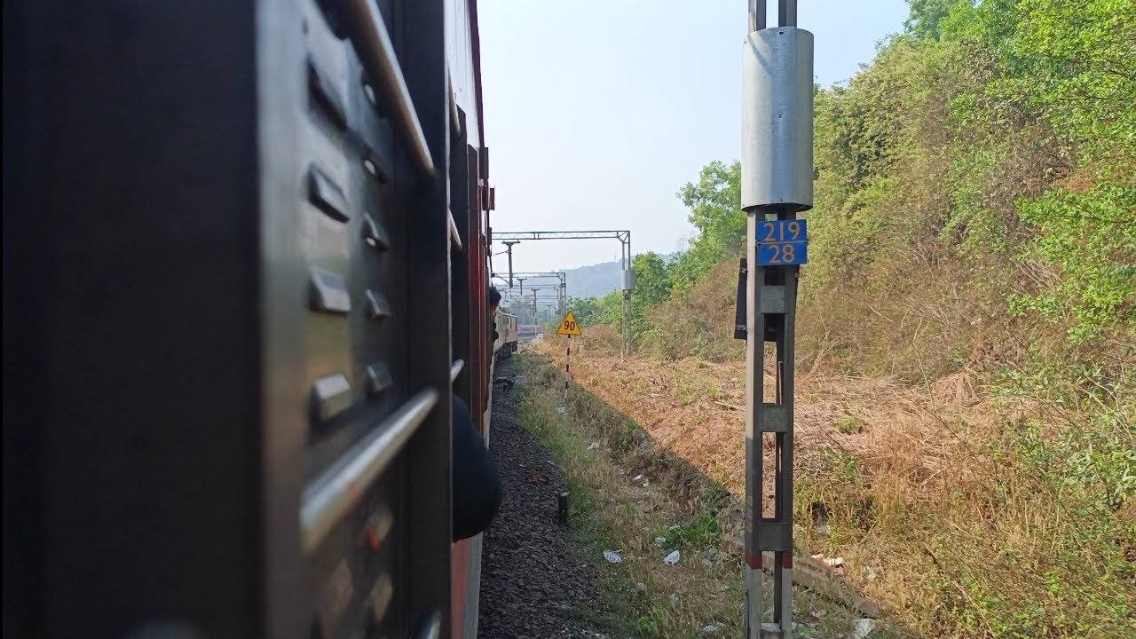 10104 Mandovi Express Entering Nivsar Railway Station.