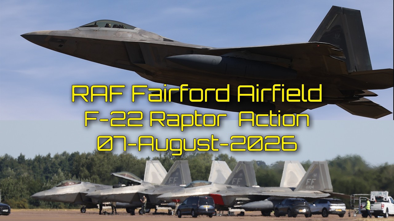 RAF Fairford 07 Aug 26 | USAF F-22A Raptors TREND53/54 Arrive! Circuit, Landings & Missed Approaches