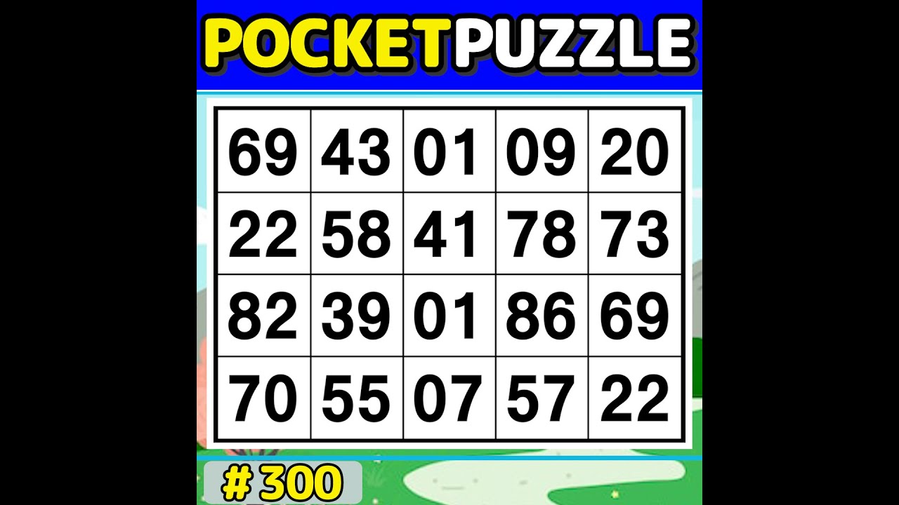 【Pocket Puzzle】 Activate your brain! 《Number Search|Brain training》 #300