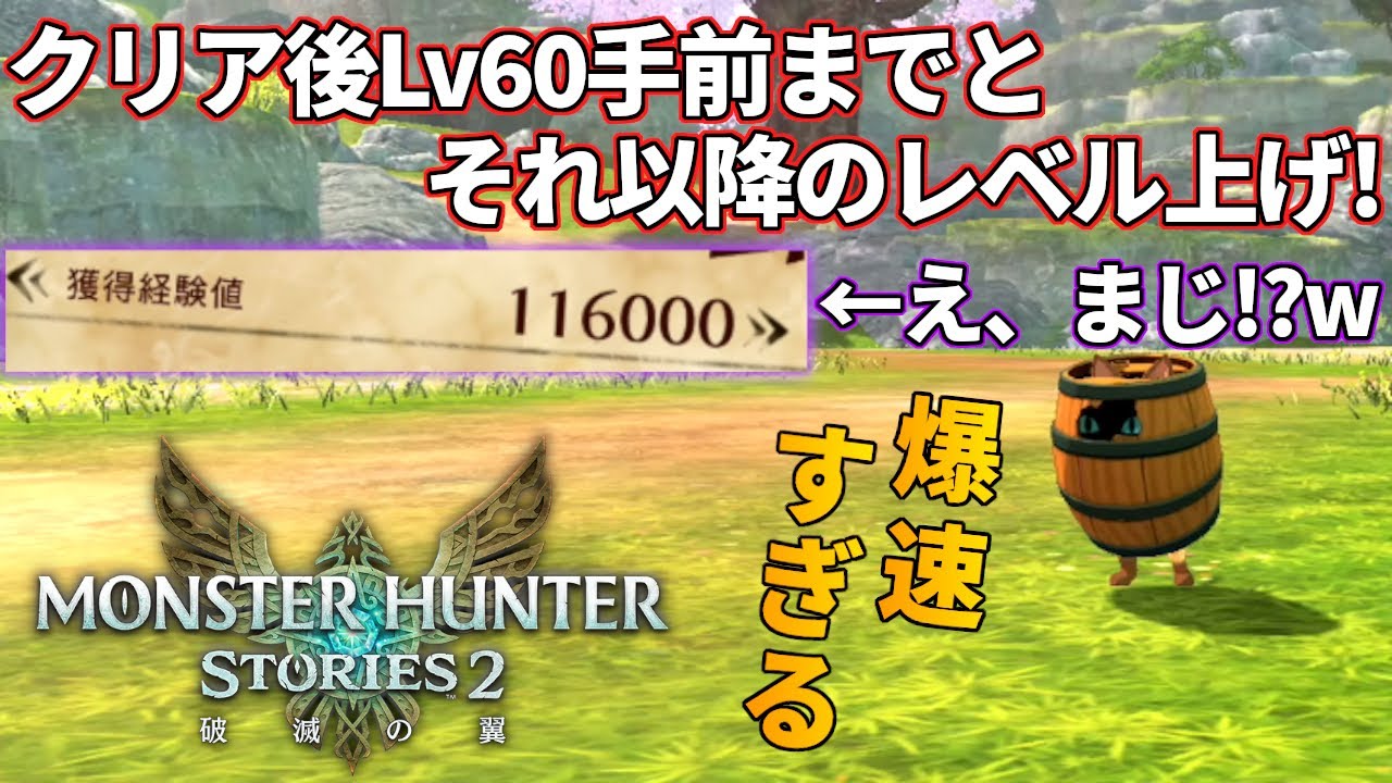 【モンハンストーリーズ2】簡単で爆速 クリア後からLv60中盤辺りまでのレベル上げ術