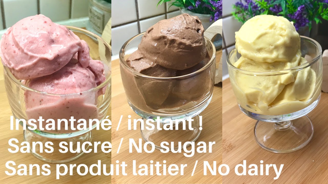 Glace sans sucre en 1min! Instantanée sans crème / instant ice cream 1min ! No sugar no dairy