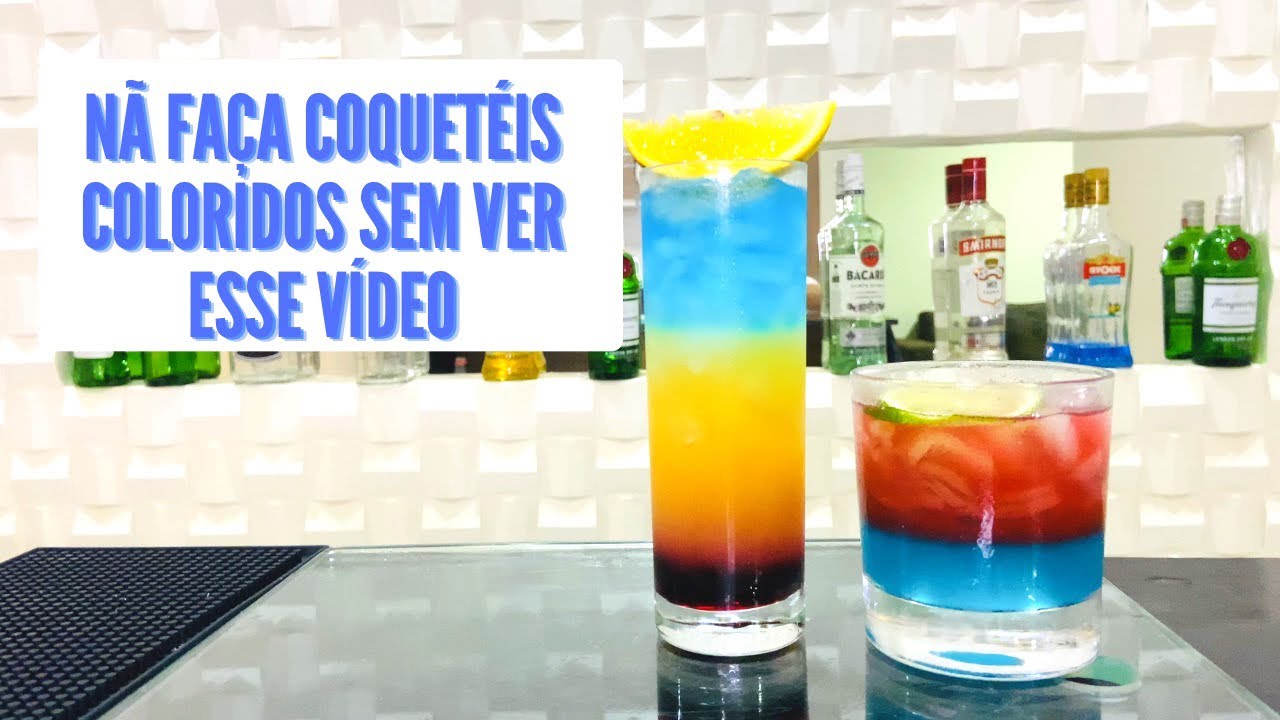 Como fazer coquet&eacute;is coloridos, drinks coloridos, Duas cores, tr&ecirc;s cores.