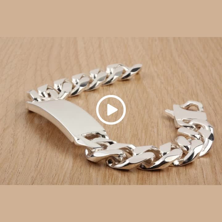 Heavy Men's Sterling Silver Identity Bracelet