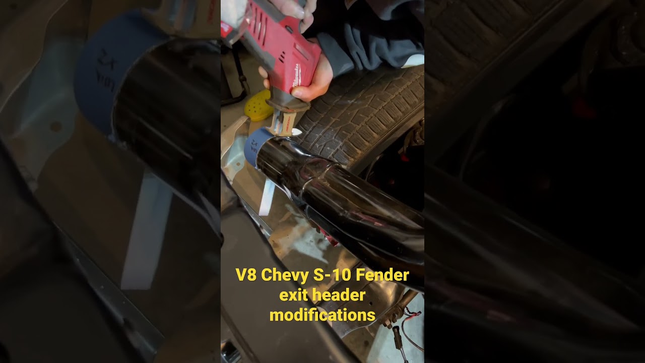 Trimming down a set of fender exit headers for a V8 Chevy S-10 race project. #shorts