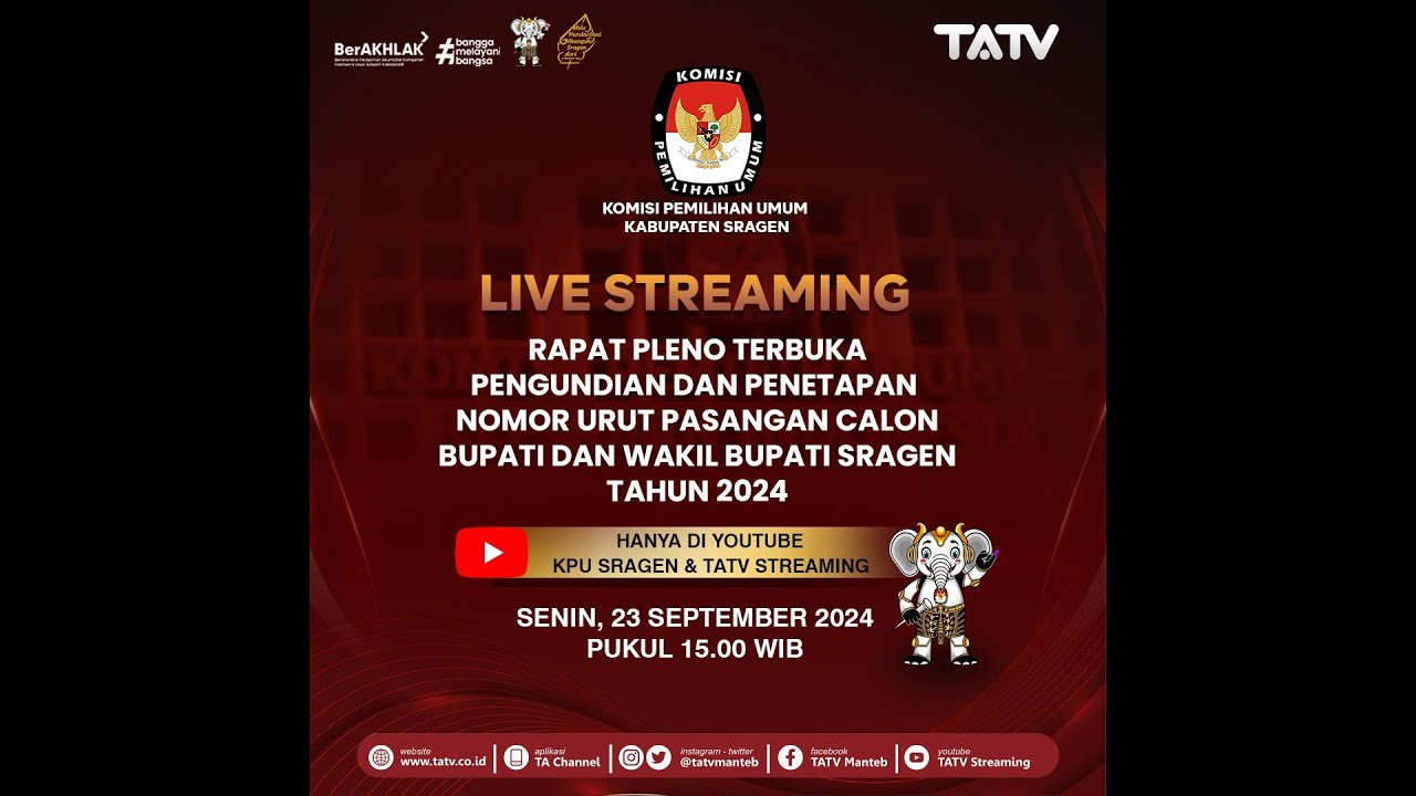 PENGUNDIAN DAN PENETAPAN NOMOR URUT PASANGAN CALON BUPATI DAN WAKIL BUPATI SRAGEN TAHUN 2024