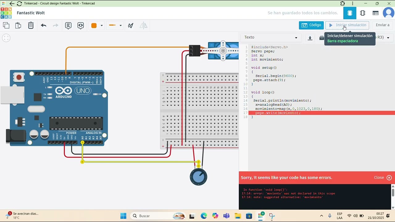 #parte 1,Controla 1 y 2 Servos con Potenci&oacute;metros en Tinkercad | Arduino UNO (paso a paso con voz)