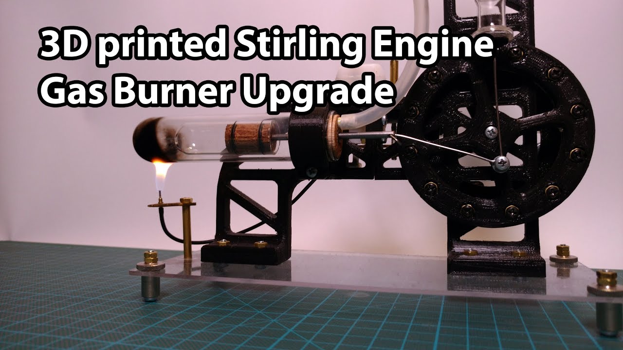 3D printed Stirling Engine Gas Burner and Flywheel Upgrade