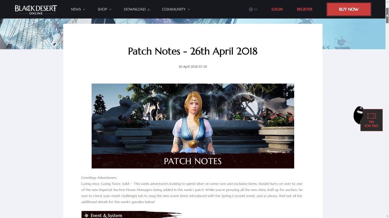 Black Desert Patch Notes for 26.4.18 Patch: Renown Patch #2
