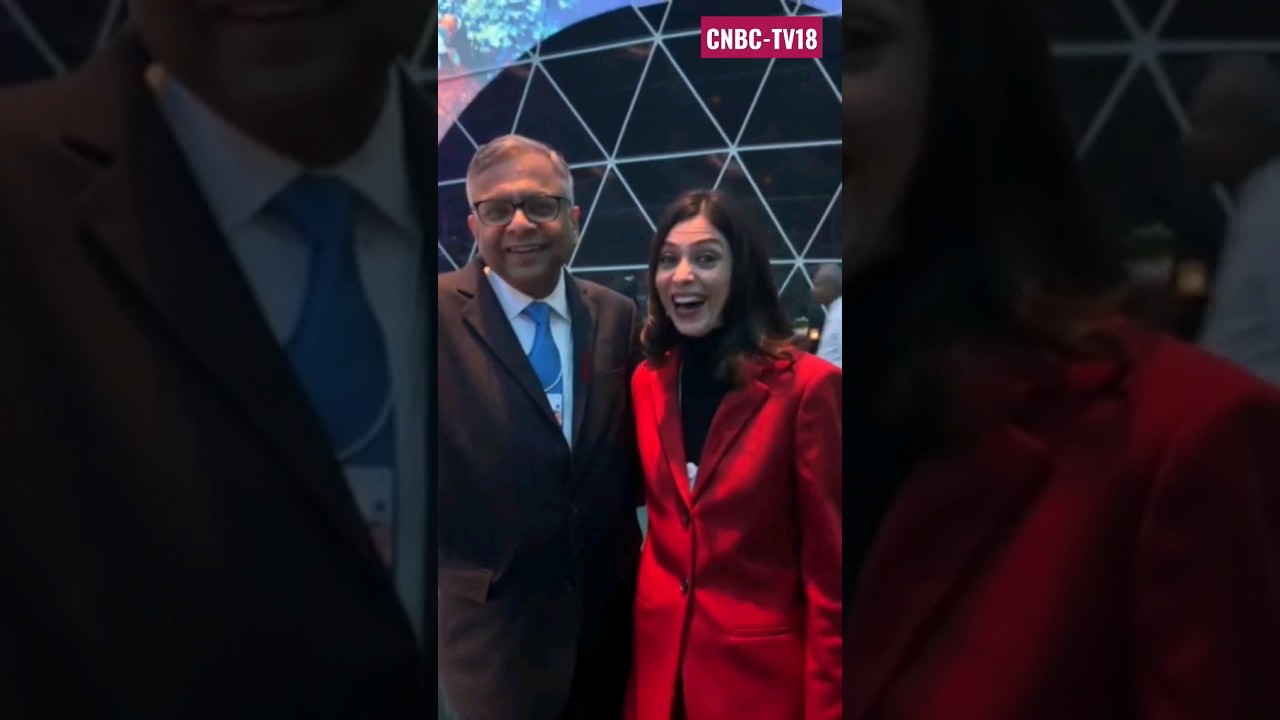 Tata Sons Chairman N.Chandrasekaran Wears The Future. Female. Forward Badge At WEF | Davos 2023
