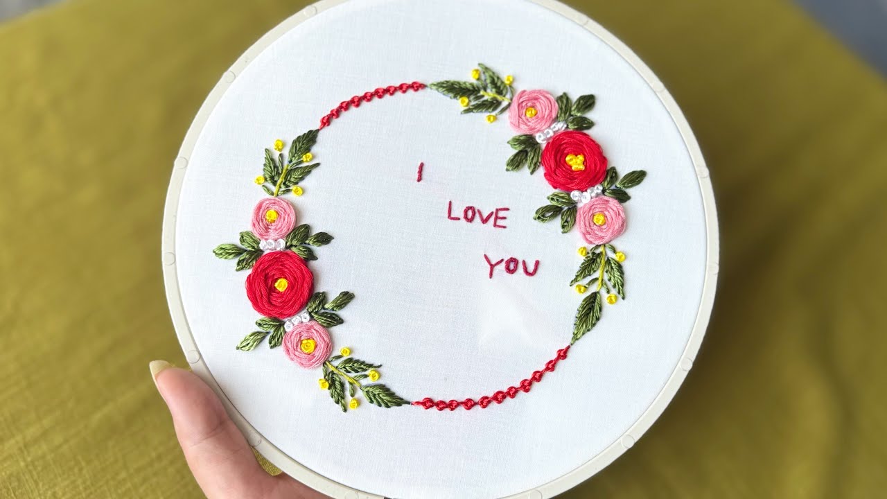 Valentine&rsquo;s Day Hand Embroidery ❤️ | I Made This Romantic DIY Gift 🌹