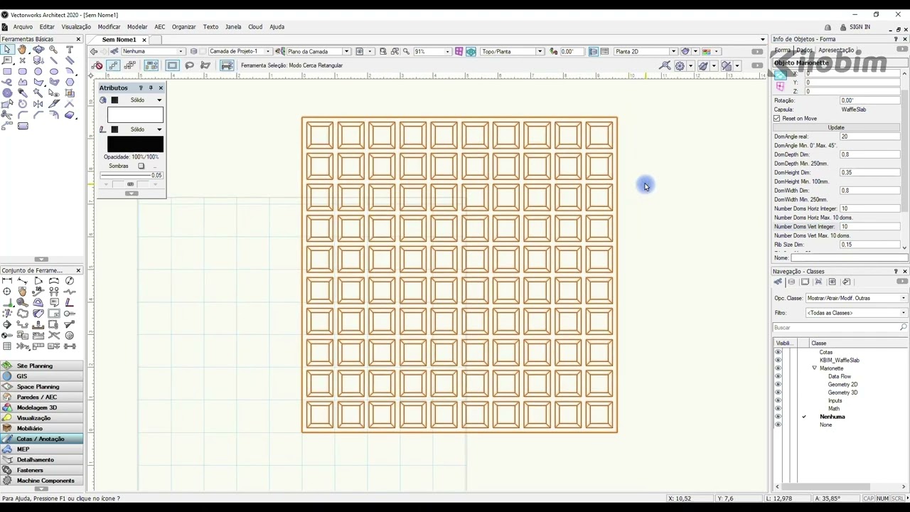 Vectorworks: Waffle Slab modeller / Modelador de Laje Nervurada