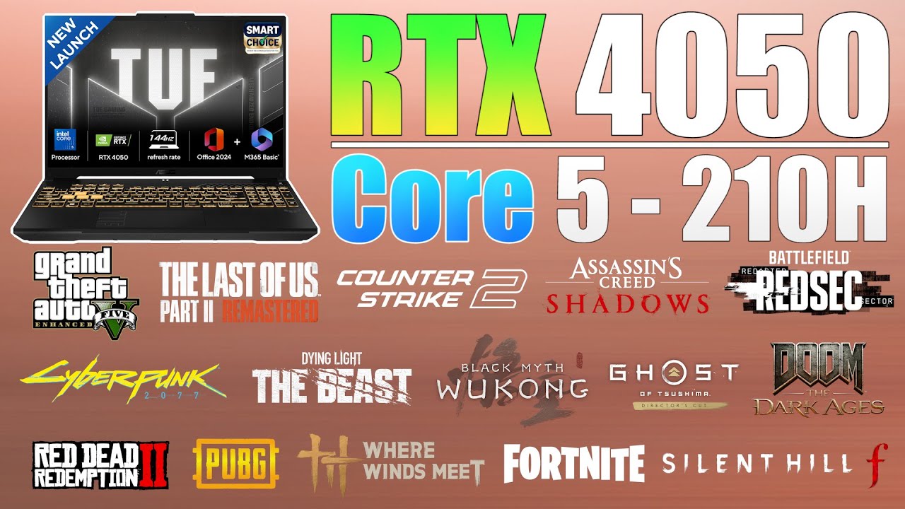 Asus TUF F16 : Intel Core 5 210H + RTX 4050 - Test in 15 New Games