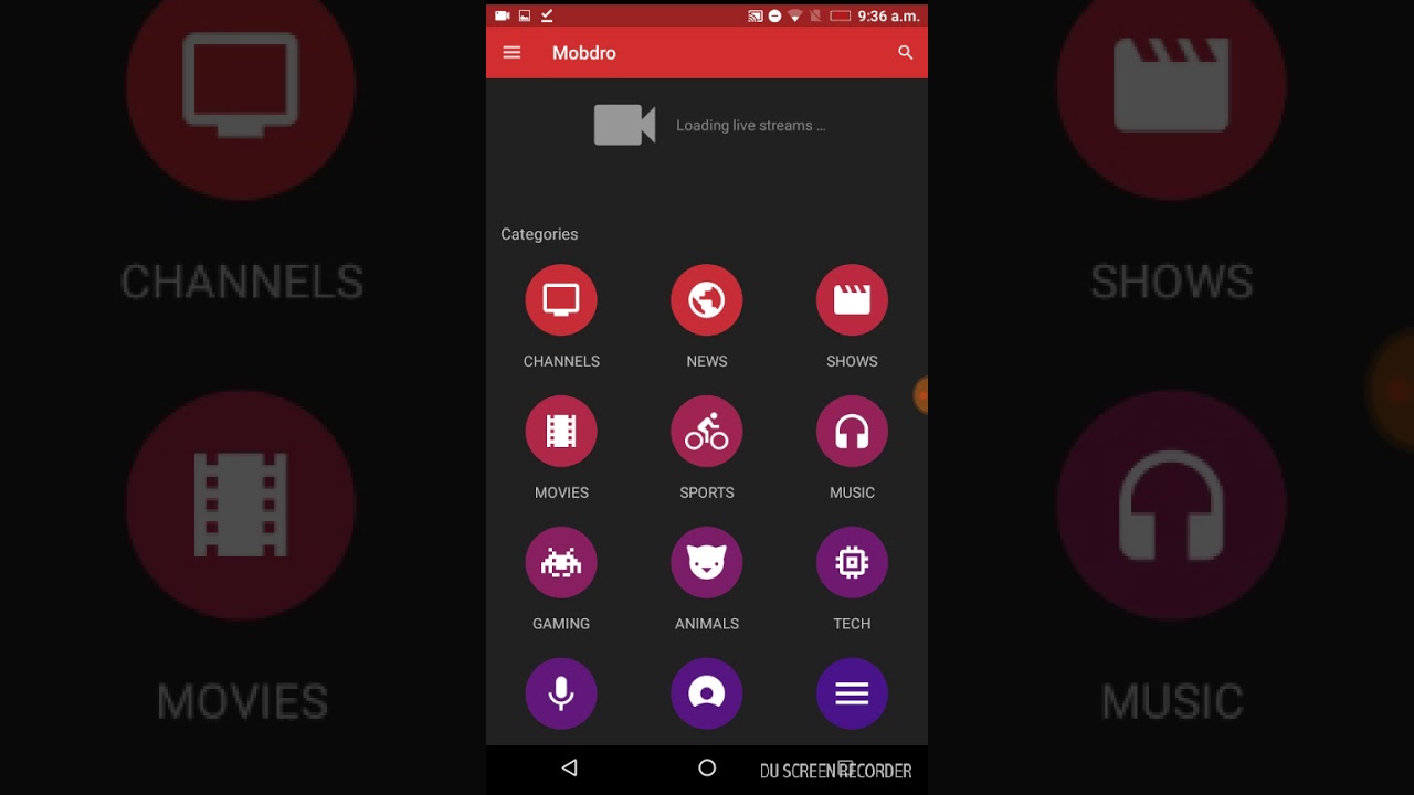 Mobdro live stream all type of live stream categories