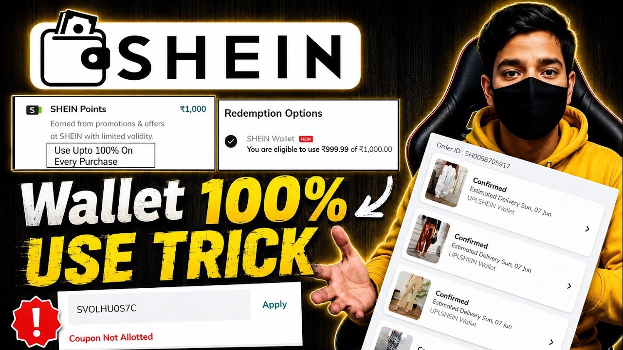 SHEIN ₹10000 - Free Shopping 🛍️ SHEIN Wallet 100% Use Trick | Shein Coupon Not Allotted #Shein #O...