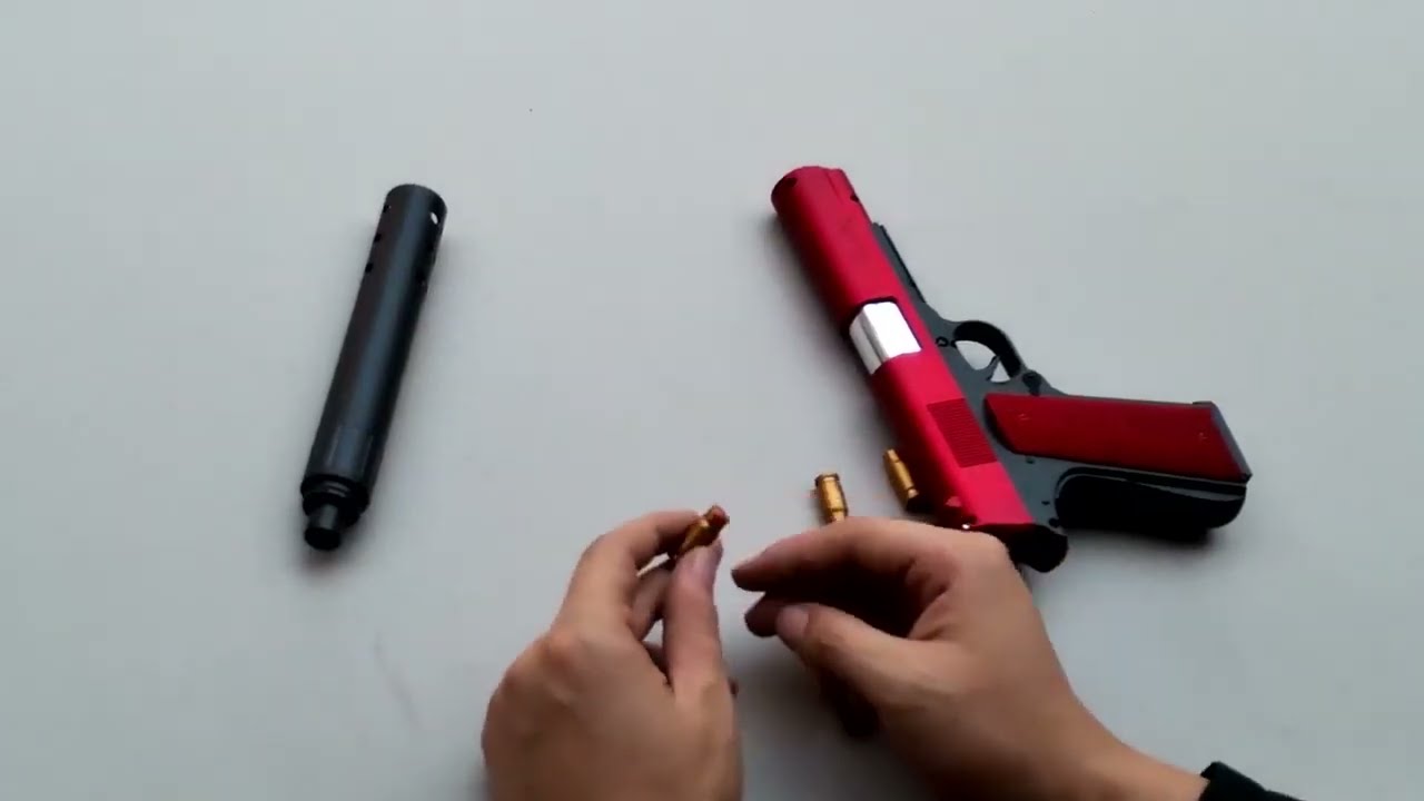 m1911 toy gun eva soft bullet shell throwing launchin with silencer for kid adult glock