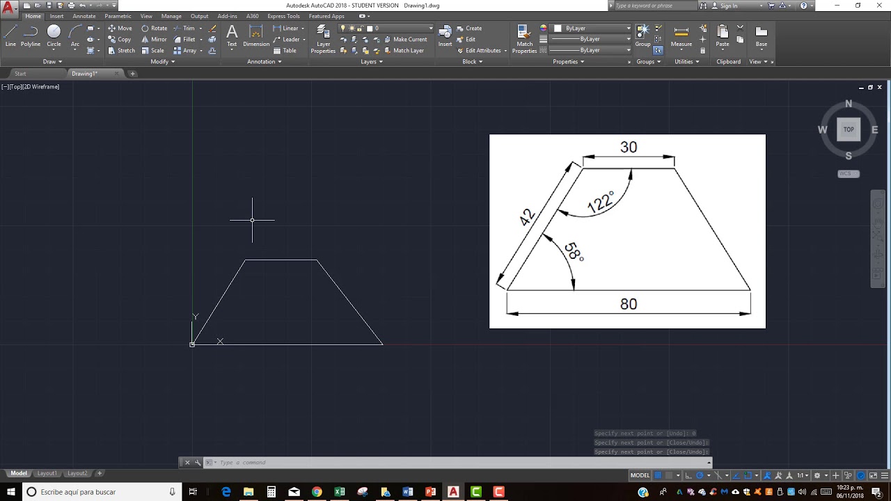 EJERCICIO AUTOCAD BÁSICO 1 LINEAS