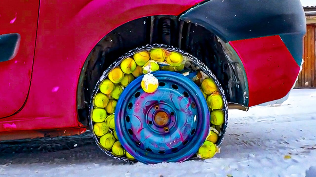 Experiment: Can you Drive on Tennis ball wheels?