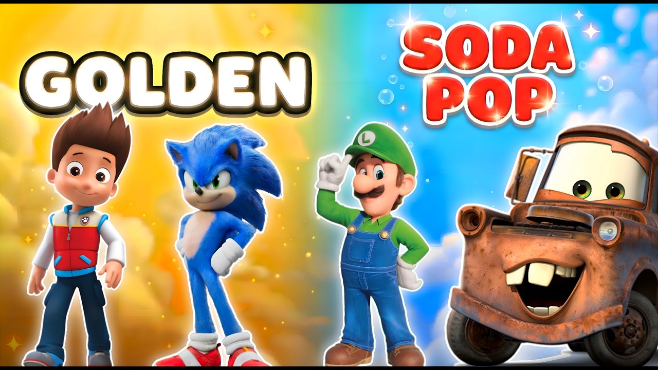 PAW PATROL 🆚 MATER 🆚 MARIO 🆚 SONIC SODA POP x GOLDEN 🎶 Who Is Best! COLOR BATTLE #155