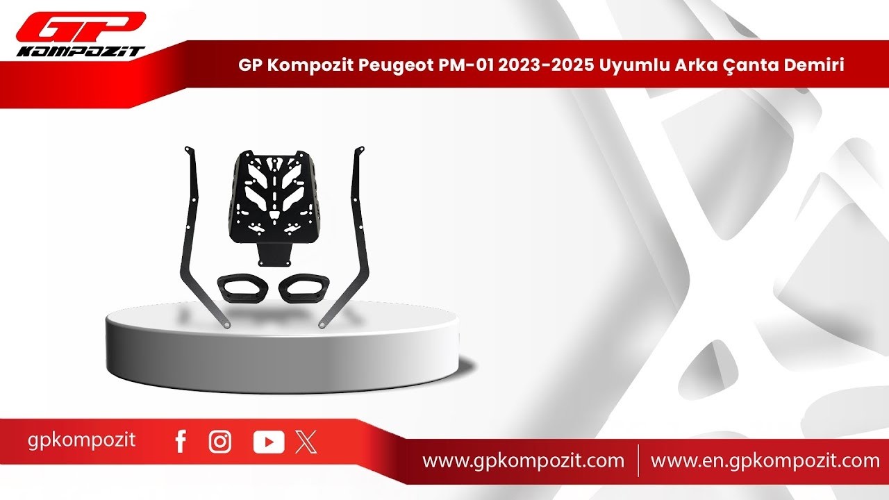 GP Kompozit Peugeot PM-01 2023-2025 Uyumlu Arka Çanta Demiri Montajı