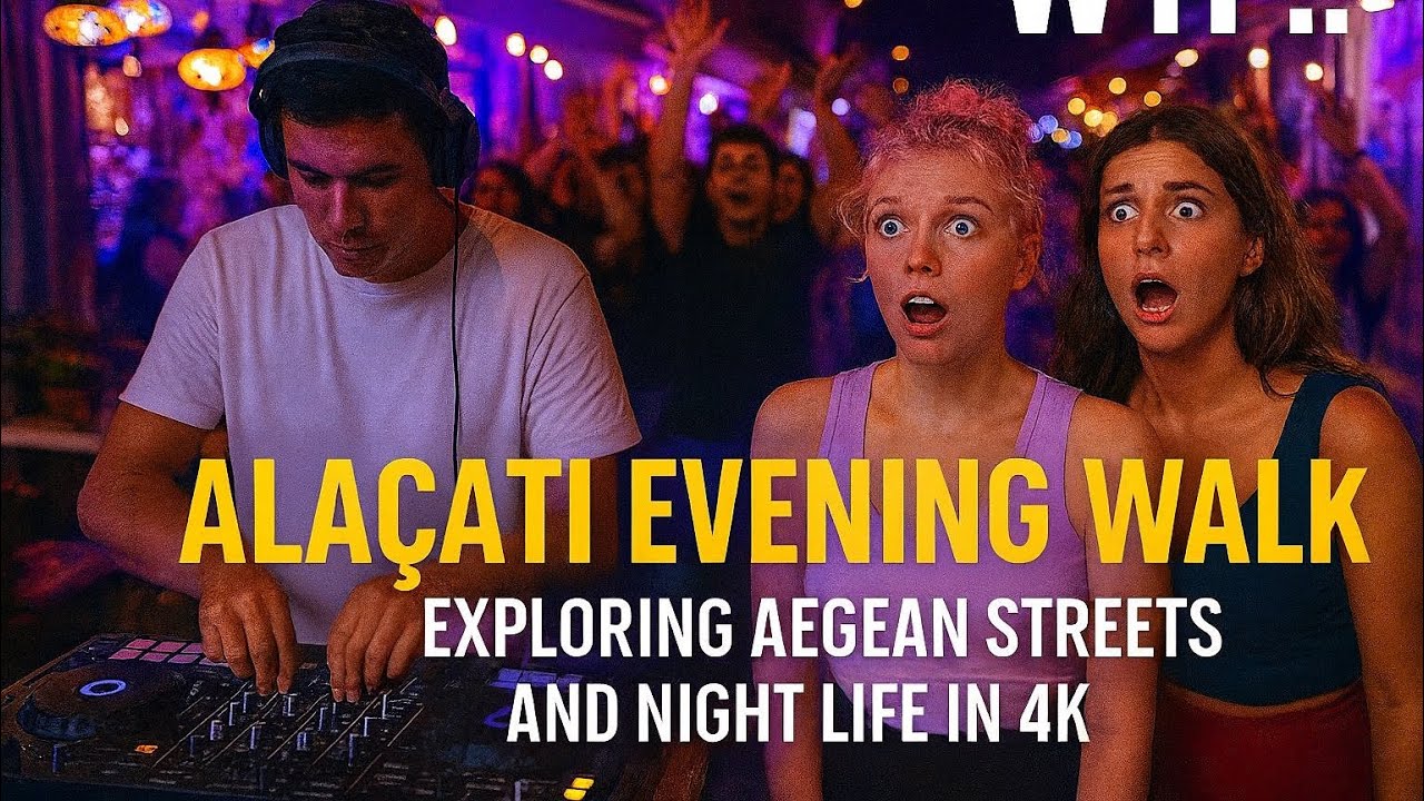 Alaçatı Evening Walk | Exploring Aegean Streets and Night Life in 4K