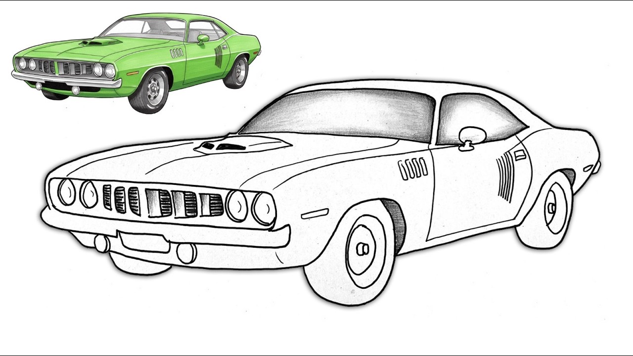 1971 Plymouth Hemi Cuda Drawing Tutorial | Step-by-Step Classic Car Sketch